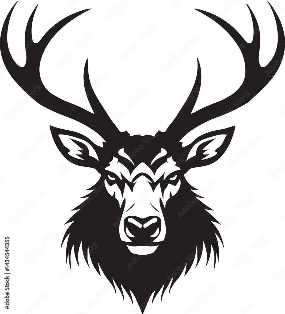 Naklejka premium Elk vector head silhouette