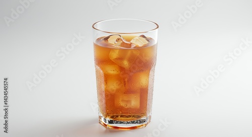 Wallpaper Mural Iced Peach Tea in Clear Glass with Ice Cubes Against White Background for Product Display Ads and Promotion Torontodigital.ca