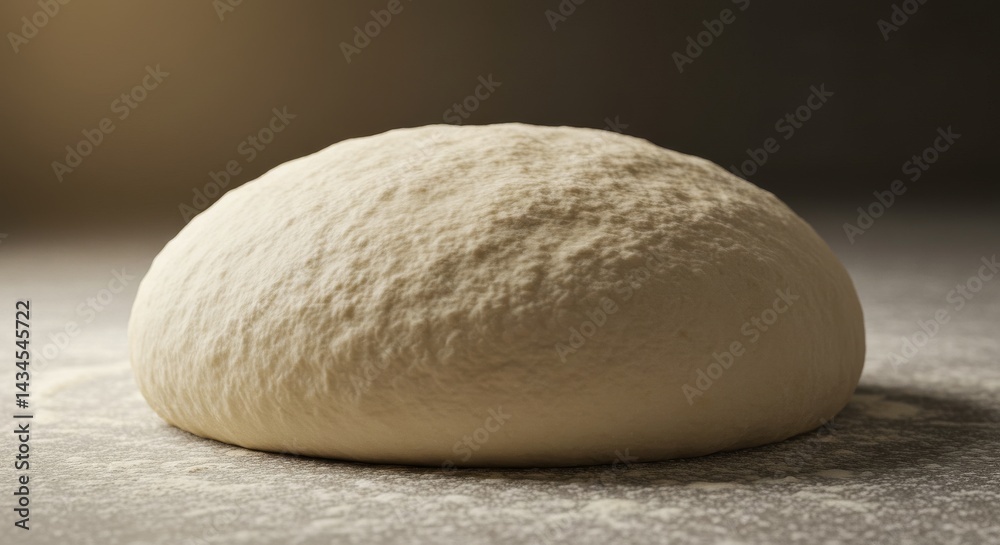 Freshly Made Dough Ball - Close-up of a perfectly round ball of pizza dough, lightly dusted with flour, ready for baking Freshly Made Dough Ball - Close-up of a perfectly round ball of pizza dough, lightly dusted with flour, ready for baking