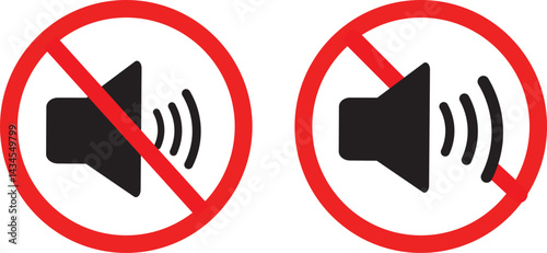 Not Speaker sign vector, No sound sign vector illustration. speaker, Sound, off icon set
