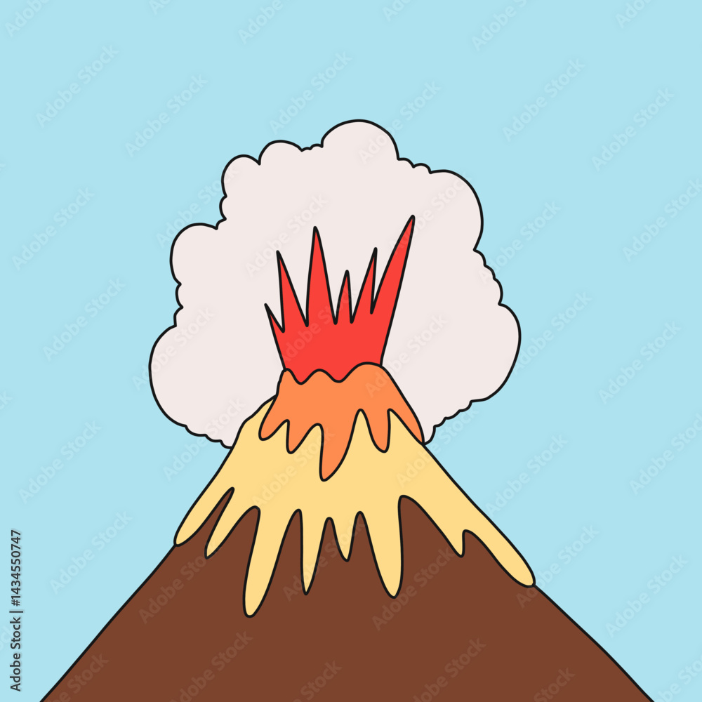 Playful Volcano Eruption Illustration