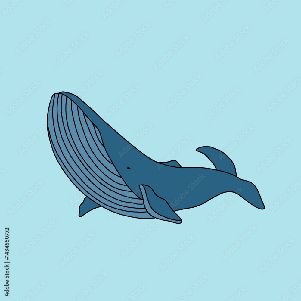 Dreamy Whale in Ocean Illustration