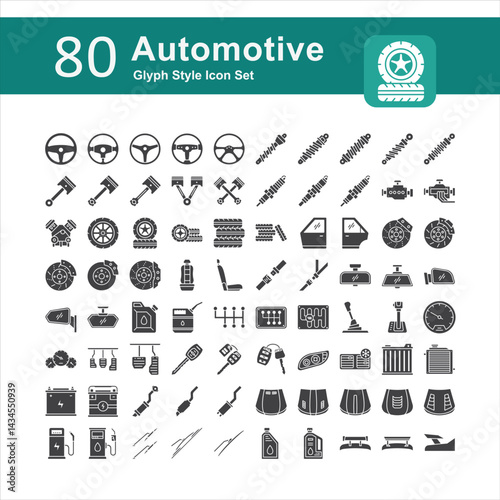 Illustration of Automotive Collection design Glyph Icon. Automotive Glyph Icon Pack. Set of Automotive Solid Icon