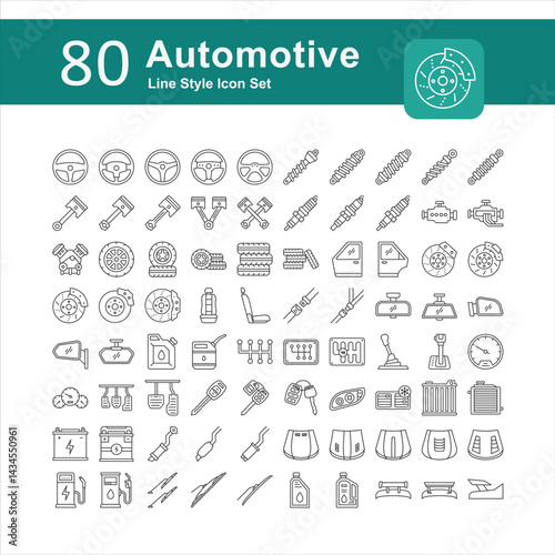 Illustration of Automotive Collection design Line Icon. Automotive Line Icon Pack. Set of Automotive Outline Icon