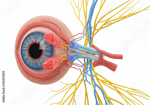 Human Eye Anatomy Educational Diagram in Medical Style