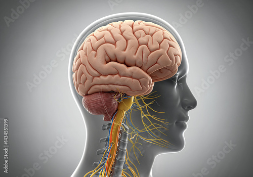 Complete Human Nervous System Scientific Medical Diagram