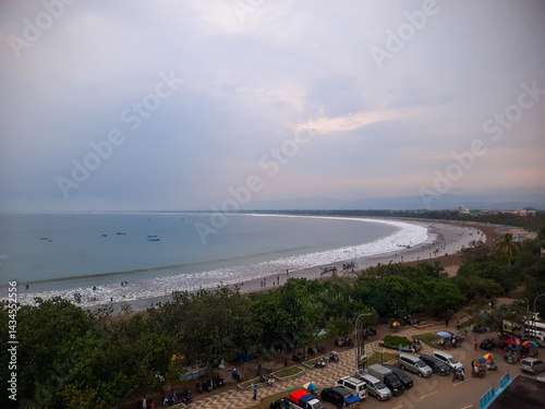 view of west coast of pangandaran from the roof of a hotel  photo