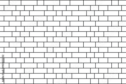 Bright White Brick Wall Texture Background Pattern stock vector.