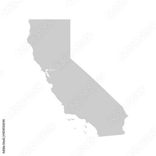 California, CA - grey silhouette map of US state. Vector illustration