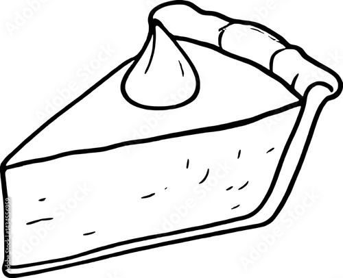 A Simple Line Drawing Of A Delicious Pie Slice