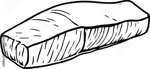 Hand-Drawn Illustration Of A Single Salmon Fillet