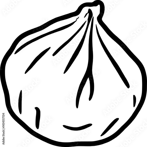 Simple Line Drawing Of A Single Khinkali Dumpling