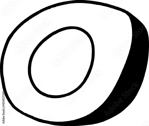 Simple Illustration Of A Halved Avocado Slice