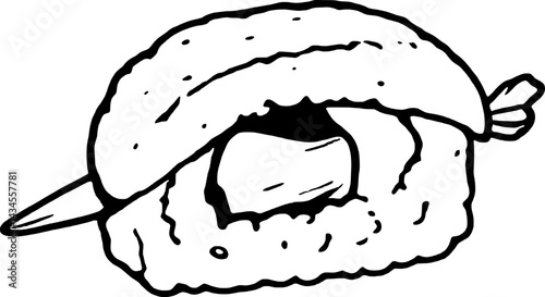 A Simple Line Drawing Of A Single Piece Of Sushi