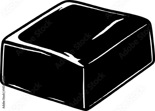 Single Dark Chocolate Cube Isolated on White Background