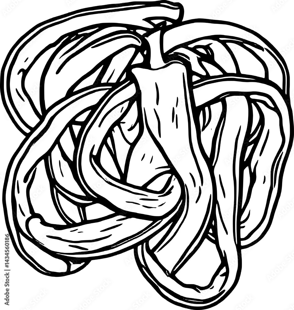 Abstract Line Art Drawing Of Intertwined Organic Forms Abstract Line Art Drawing Of Intertwined Organic Forms