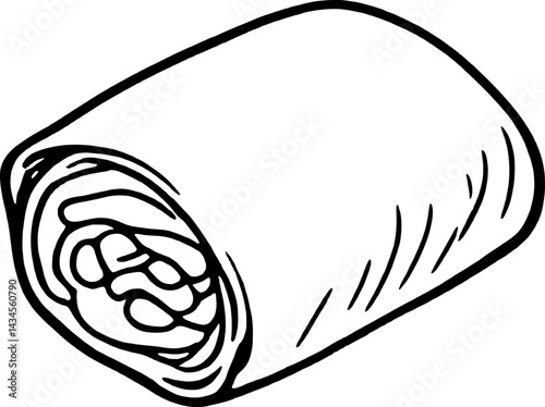 Hand-Drawn Illustration Of A Rolled Pastry Sweet Treat