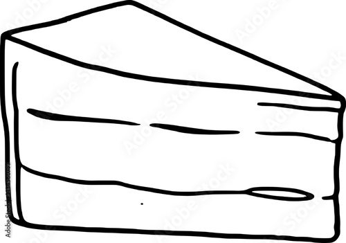 Simple Line Drawing Of A Delicious Layered Cake Slice