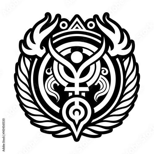 A solid style icon of mercury symbol tattoo