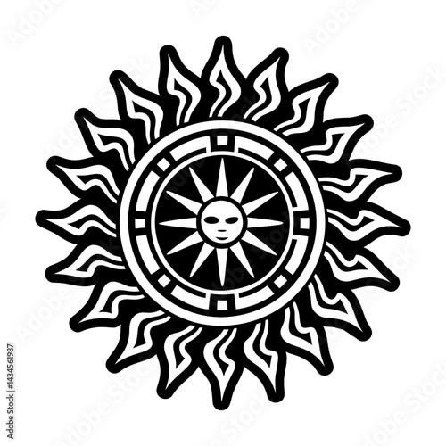 A solid style icon of ancient sun symbol