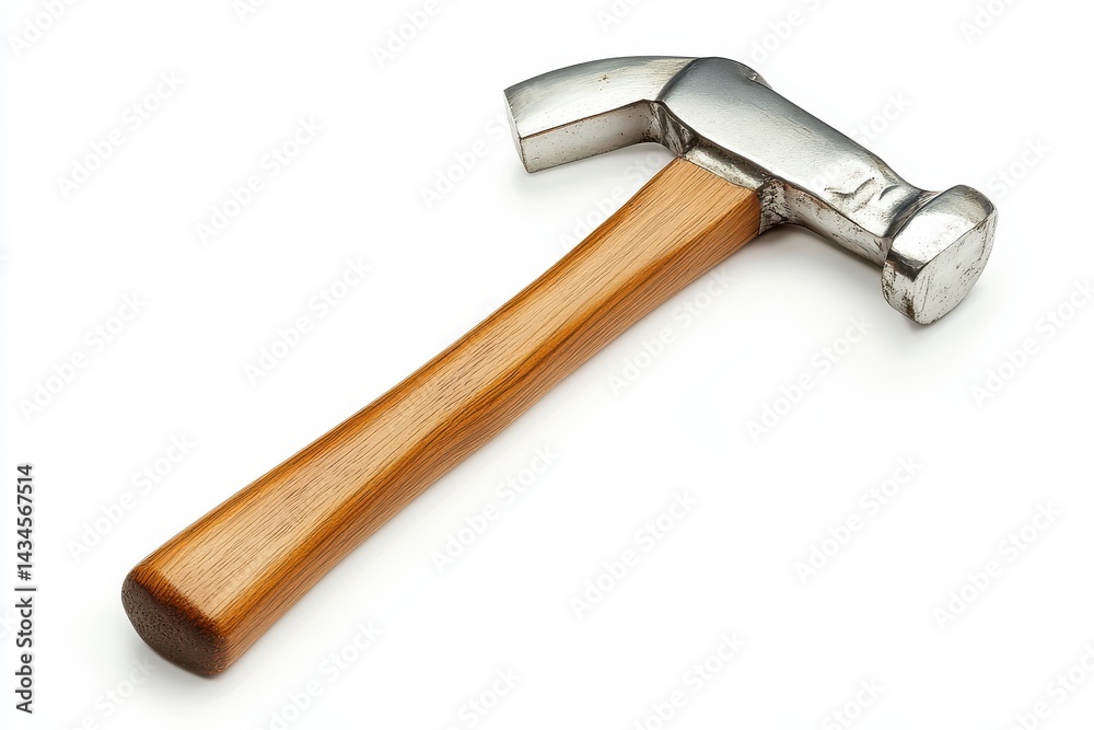 Claw hammer with wooden handle and metallic head isolated on white background professional tool Claw hammer with wooden handle and metallic head isolated on white background professional tool