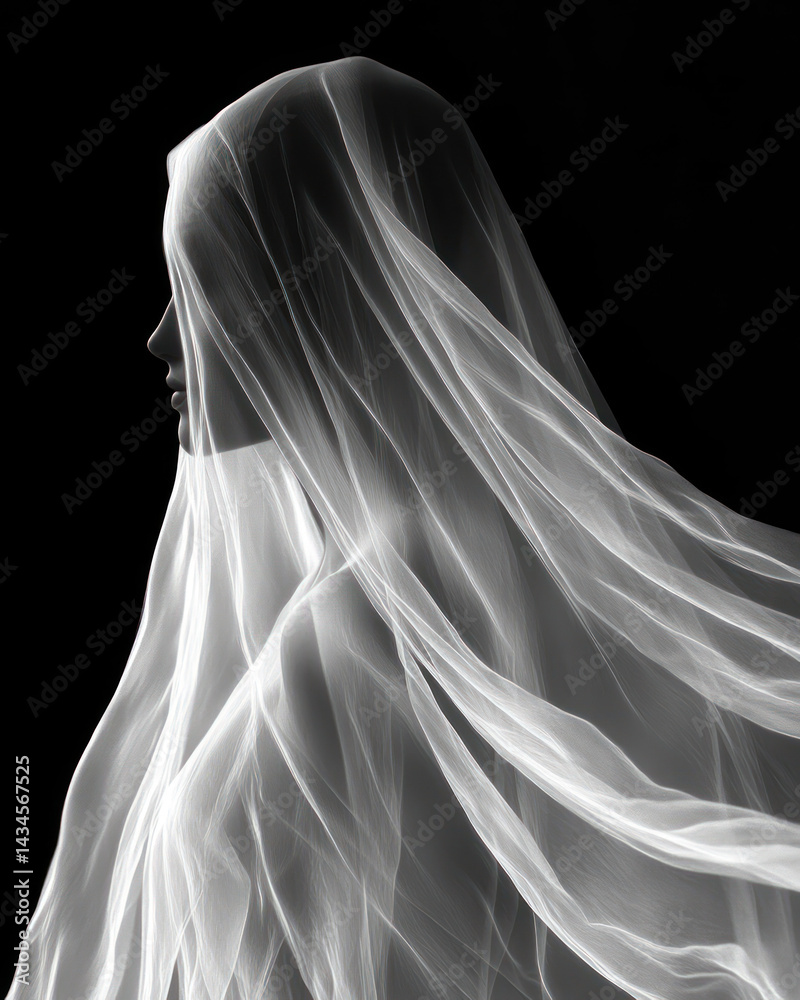 Flowing Fabric Abstract Monochrome Image Flowing Fabric Abstract Monochrome Image