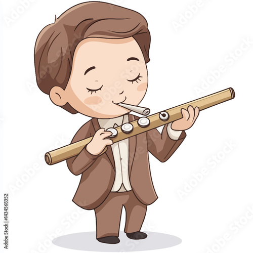 Flutist - Vector icon, isolated on white background  -  