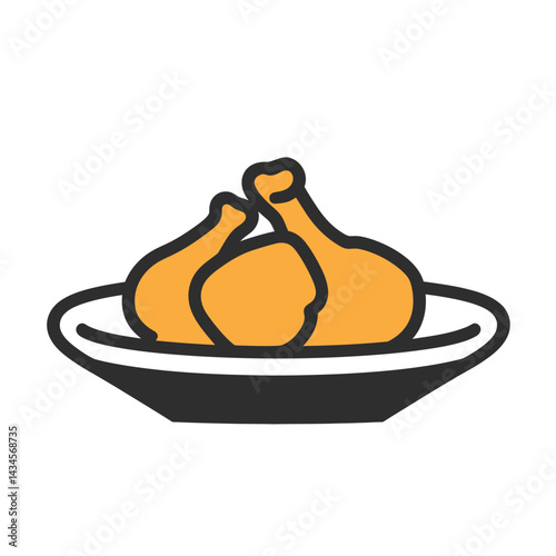 Fried Chicken - Vector icon, isolated on white background  -  
