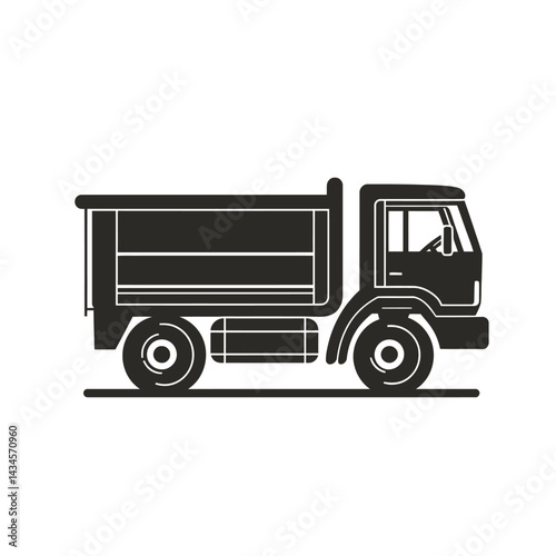 Garbage Truck - Vector icon, isolated on white background  -  