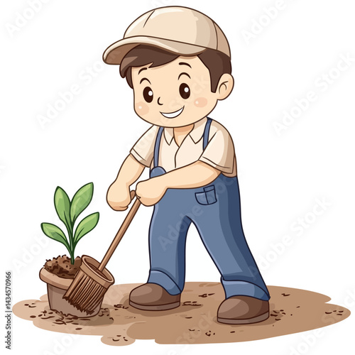 Gardener - Vector icon, isolated on white background  -  