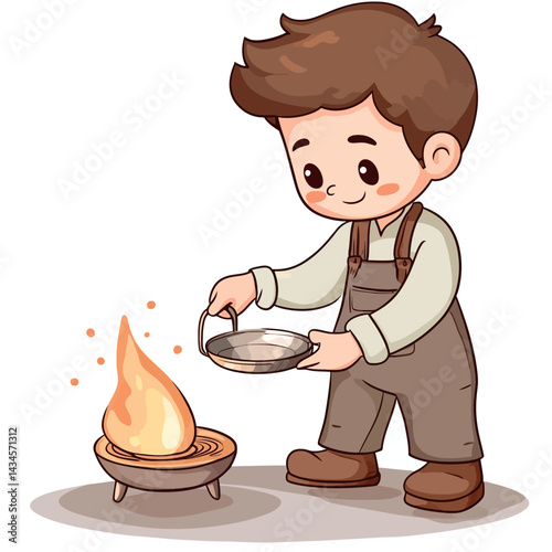 Glassblower - Vector icon, isolated on white background  -  
