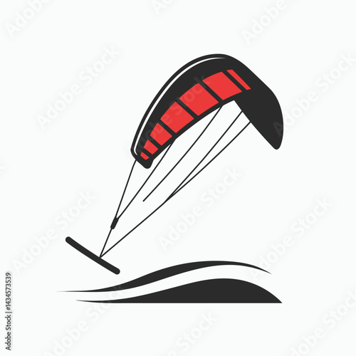 Kite Surf - Vector icon, isolated on white background  -  