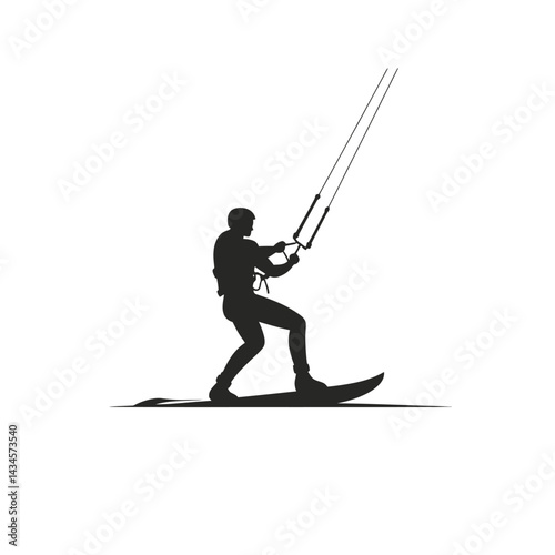 Kite Surf - Vector icon, isolated on white background  -  