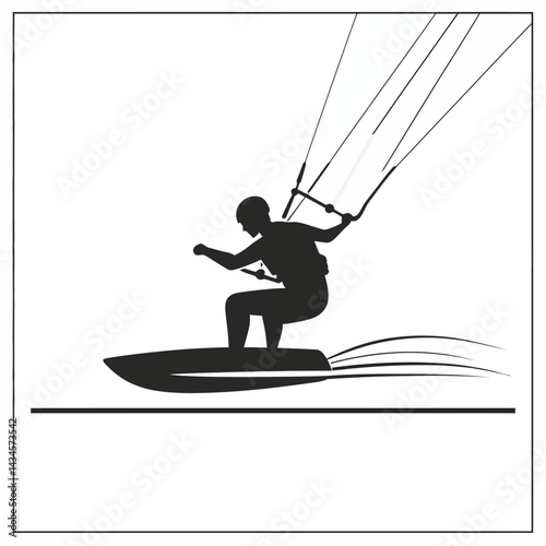 Kite Surf - Vector icon, isolated on white background  -  