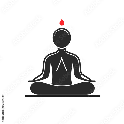 Meditation - Vector icon, isolated on white background  -  