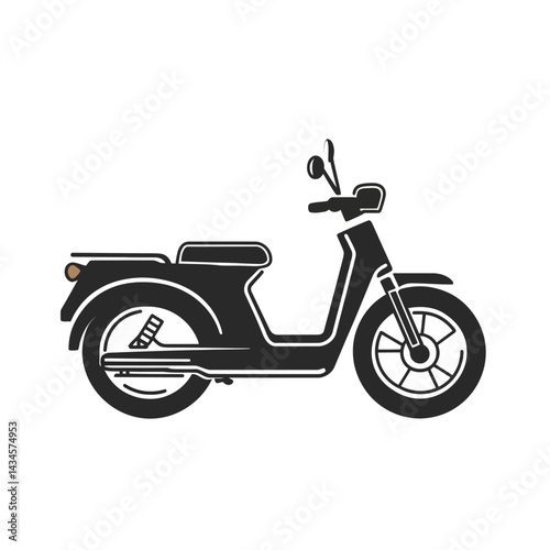 Moped - Vector icon, isolated on white background  -  