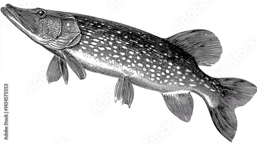 Detailed illustration of a northern pike.