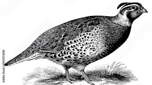 Side view illustration of a female bobwhite quail.