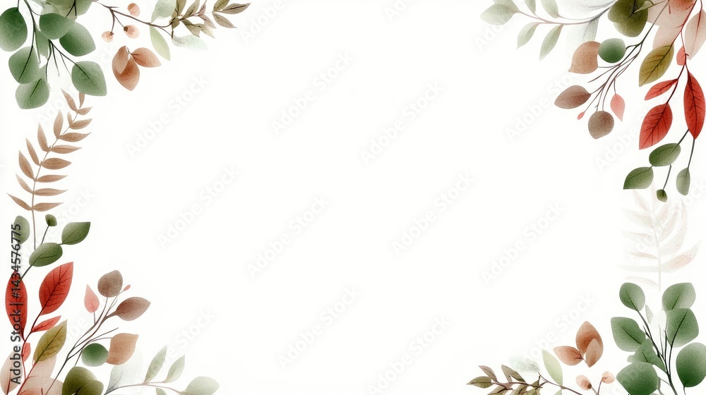 Fototapeta premium Autumnal floral frame, blank space, nature-inspired design