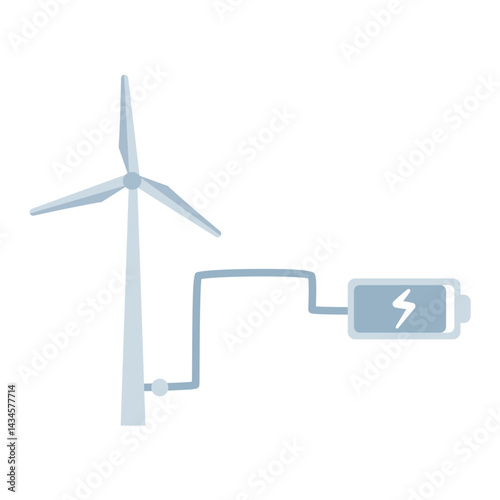Wind energy charges battery animation. Renewable and eco energy concept
