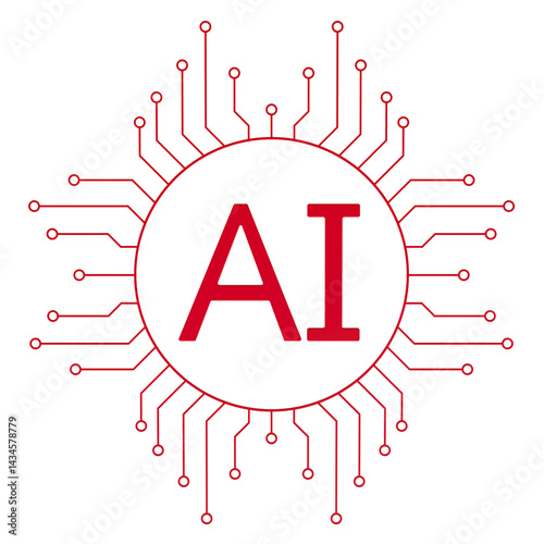 Obraz na płótnie Artificial Intelligence and machine learning technology logotype, 3D rendering isolated on transparent background w salonie
