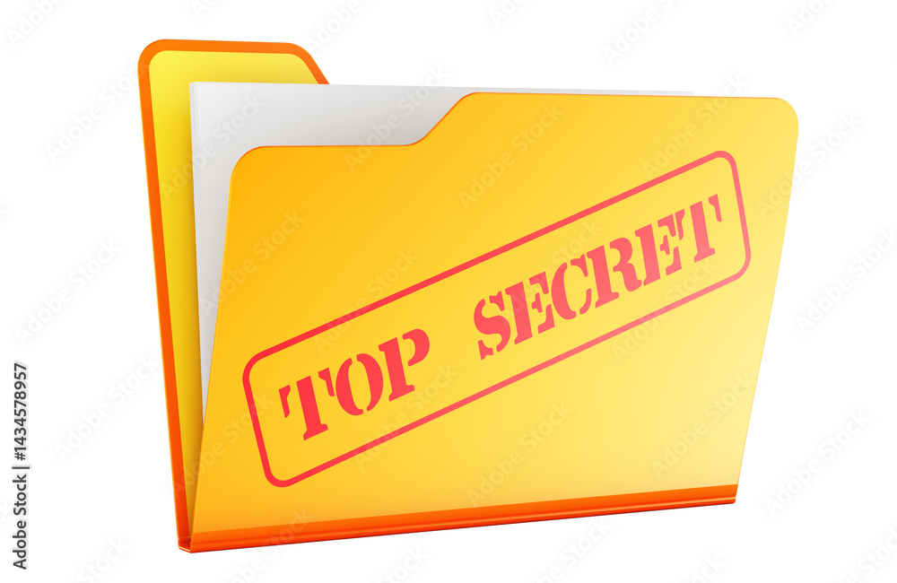 Top Secret Folder. 3D rendering isolated on transparent background