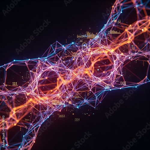Abstract AI Neural Network Glowing Connections Data Points Machine Learning