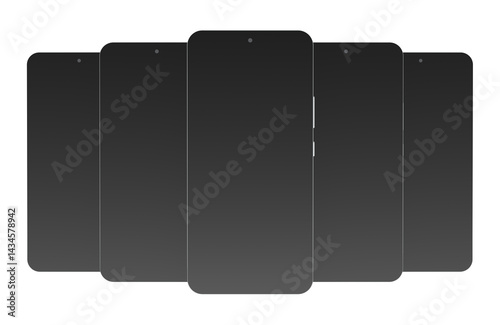 Obraz na płótnie Smartphones, mobile phones. Cellphones mockup with black screen, front view. 3D rendering isolated on transparent background w salonie