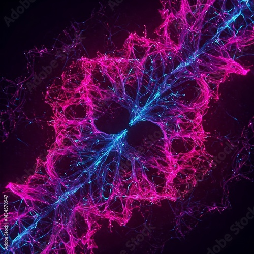 AI Neural Network Glowing Data Points Abstract Machine Learning Design