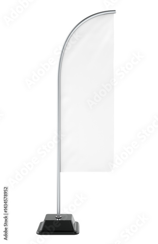 Obraz na płótnie White blank advertising banner flag, mockup. Feather Wind Flag, Beach Flag, Flag Banner. 3D rendering isolated on transparent background w salonie