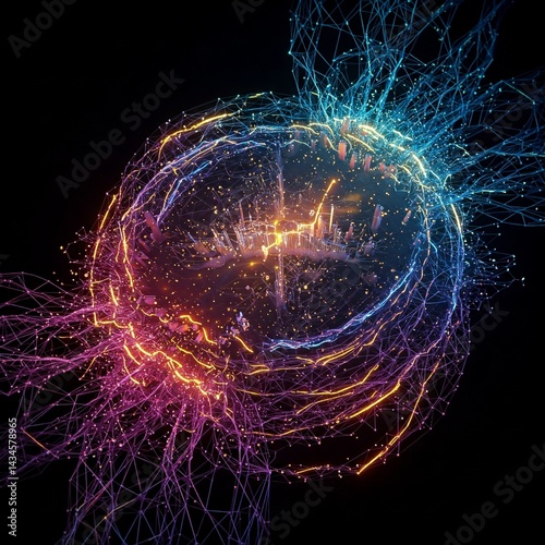 Abstract Data Points AI Neural Network Glowing Connections Machine Learning