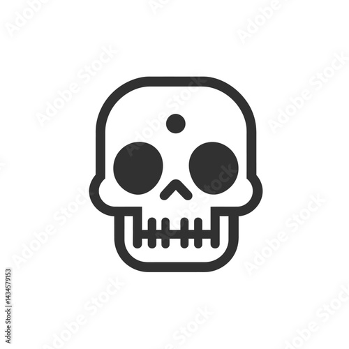 Pixel Skull - Vector icon, isolated on white background  -  