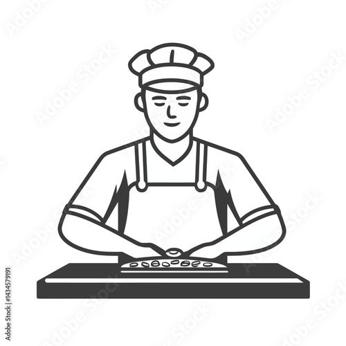 Pizza Chef - Vector icon, isolated on white background  -  