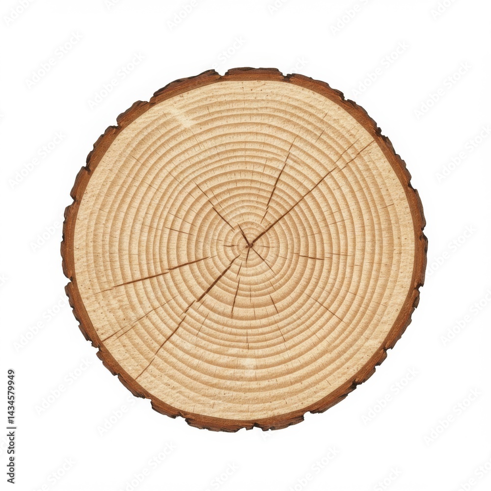 Fototapeta premium Detailed Cross Section of Light Brown Tree Log
